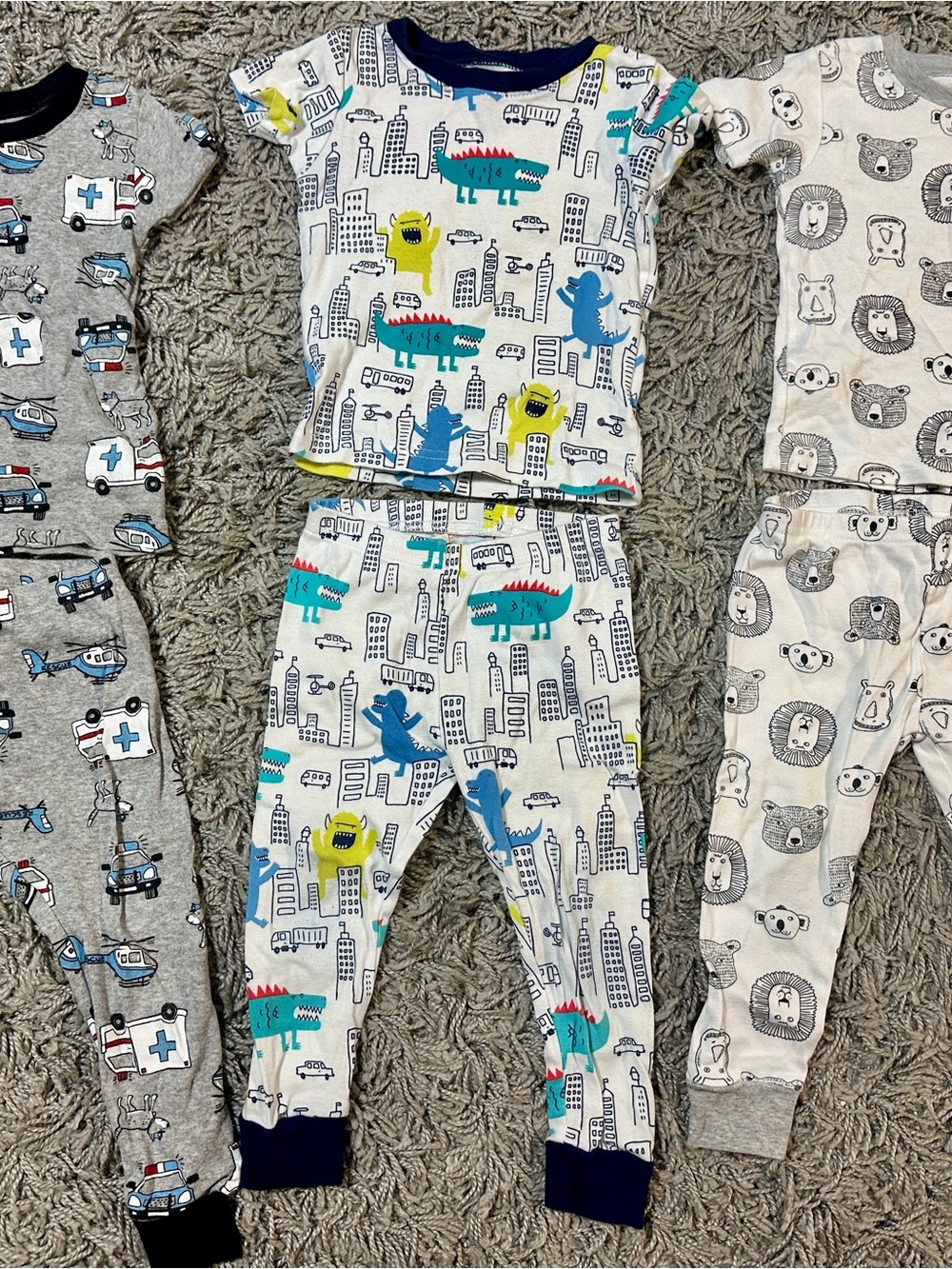 Carter's Dino City Pajama Set - White, Blue & Teal